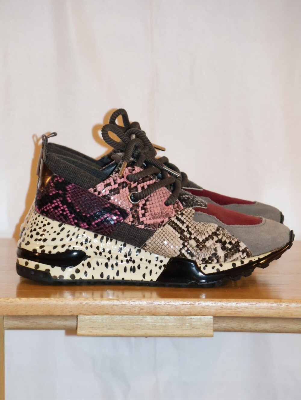 Steve Madden Cliff Multi-Animal Print Platform Sneakers. Size 7.5M